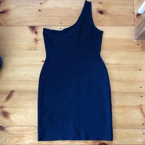 BCBG one shoulder bandage dress navy size large